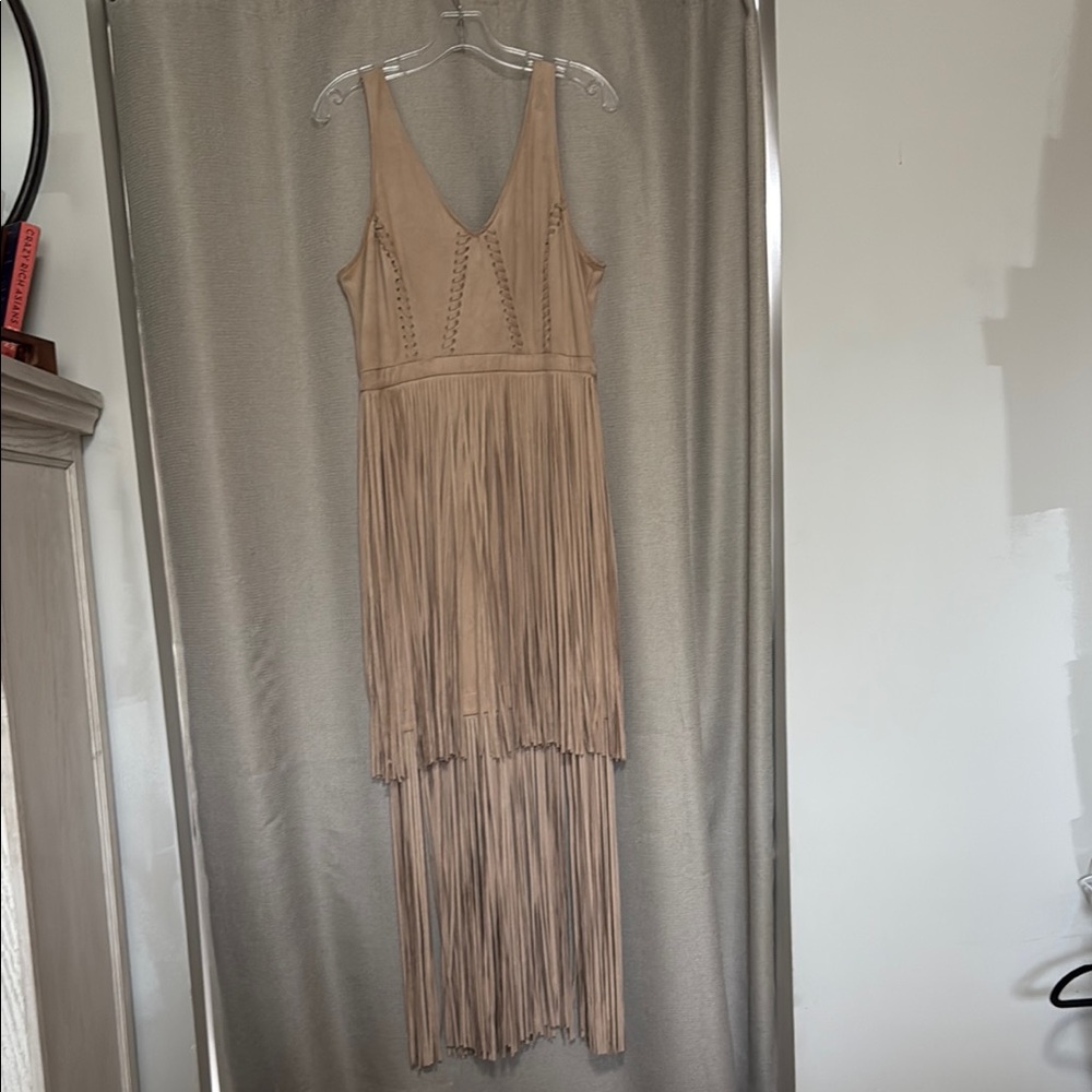 Elegant Tan Fringe Dress